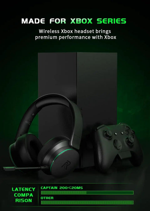 Wireless Gaming Headset For Xbox Series X S And Xbox One And PlayStation Switch And Mac With Bluetooth next to Xbox console
