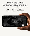 Top Tier 4K Indoor Security Camera With Dual Lenses And Smooth 8X Zoom No Monthly Fees Needed, showing night vision on smartphone.