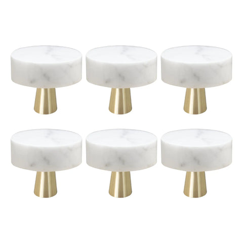 Set Of 6 Real Deal White Marble Cabinet Knobs With Top Shelf Brass Drawer Pulls For Kitchen Drawers And Bathroom Vanities Heavy Duty Natural Stone Dresser Handles For A Smooth Space Refresh.