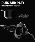 20 Amp 125 Volt AC Port Plug With 12 AWG Heavy Duty RV Shore Power Inlet, 5 In 1 T Blade Adapter displayed in dark setting