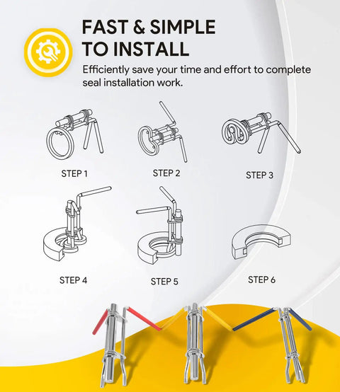 Installation steps for Pro Grade 3 Pack Hydraulic Seal Installation Tools Set For Cylinder Piston Seals And U Cup Rod Seals