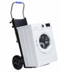 Heavy Duty Electric Stair Climbing Hand Truck Featuring A Beefy 1500 Watt Motor Moves 880 Pounds Of Furniture Or Warehouse Load Up Stairs Without Skipping A Beat During Your Daily Hustle Grind, carrying a washing machine.