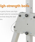 Heavy Duty Aluminum Gantry Crane Setup Boasting Slick 360 Spin Arm Quick Height Tweaks And No Sweat Rolling Casters For Your Shop Floor Or Garage Lifting Tasks high-strength bolts connecting the crane frame.
