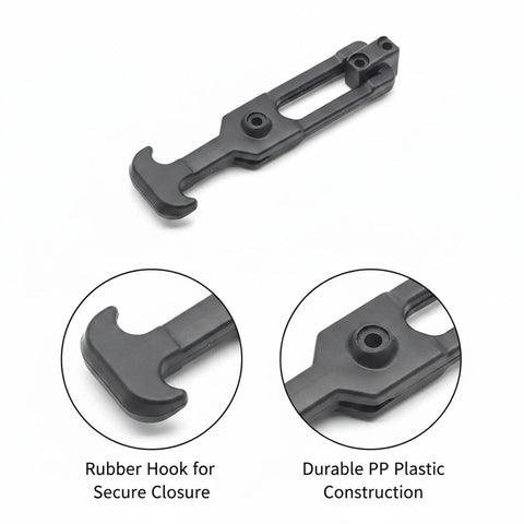 Heavy Duty Pull To Lock Toggle Latch With Rubber Hook For Cabinets And Furniture Fits Toolboxes And Storage Cases Plastic Construction Reduces Vibration And Noise During Transport, black plastic