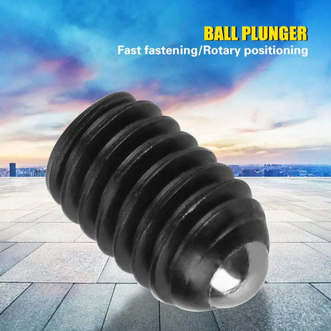 Close-up of Ten Piece M4mm Hex Socket Ball Spring Plunger crafted from rock solid carbon steel for reliable positioning.