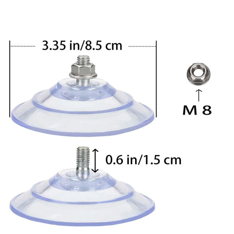 Heavy Duty Suction Cups With M8 Screws 4 Pack Seriously Tough Grip For Smooth Tile Glass And Car Windshields Clear Sucker Pads dimensions and details