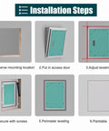 Installation steps for Straight Up Reliable Concealed Access Door For Drywall And Metal 16 By 44 Inch Plumbing Cover Panel.