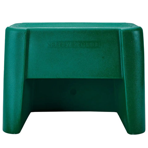 Two Step Mounting Step For Horses With Wide Stable Base Built In Handle Durable Pro Grade Plastic Great For Barns And Training Facilities Portable And Easy To Transport Ideal For Training And Grooming Sessions green plastic step front view