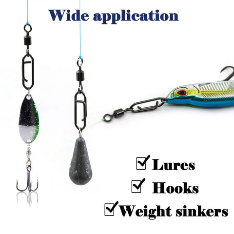 Heavy Duty Fishing Snap Swivels With Ball Bearing Speed Clips Stainless Steel Tackle Clips for hooks and lures