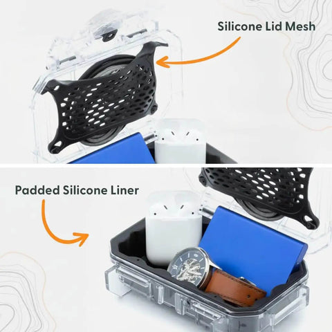 Inside view of Badass Mil Spec Waterproof Dry Box Case For Cameras Camping And Survival Gear showing padded silicone liner.