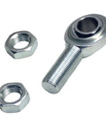 Beefy 3/4 Inch Steering Shaft Kit With Steel Shaft Support, Spherical Rod End, Right Hand Male Thread Jam Nut, Includes 1 Rod End And 2 Right Hand Jam Nuts, Heavy Duty Replacement For Off Road Vehicles, shown with rod end and two jam nuts