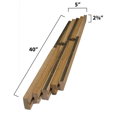 Premium Solid Wood Equalizer Table Slide Set For Pedestals 40 Inch Extension Pair, 5 inch width, 2 3/8 inch height, detailed view.