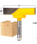 Bottom Cleaning Router Bit With Two Inch Diameter And Quarter Inch Shank For Clean Cavities And Resurfacing, Thirteen Thirty Second Inch Cutting Depth, Center Cutting Blades