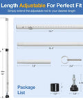 Diagram showing components of the Three Pack Sliding Door Security Bar Kit 18 To 50 Inch Adjustable Steel Door Jammer With Rubber Tips