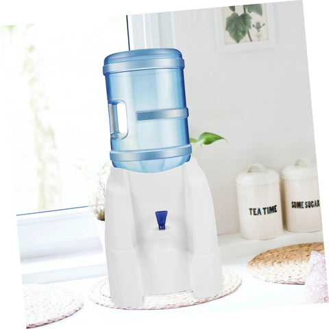 Portable Cold Water Dispenser For Desk And Office, Mini Water Cooler On Desktop Stand in a kitchen setting, heavy bottled water ready.