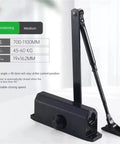 Door Closer With Adjustable Speed For Doors Weighing 25 Kg To 85 Kg, Soft Closing Hydraulic Buffer in black, side view