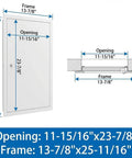 Heavy Duty Aluminum Access Panel Featuring A Slick Flush Concealed Hinge And Dead Nuts Tight Screw Mount For Drywall Ceilings Utility Shafts And Tile Wall Openings dimensions showing opening and frame measurements.