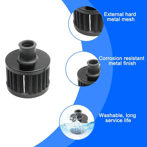 Beefy Aluminum Oil Catch Can Kit With Adapters And Drain Valve breather filter showing corrosion-resistant metal finish