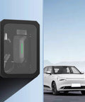 Tough As Nails Wall Mount Ev Charger Enclosure With Mechanical Lock And Translucent Tempered Glass Panel Crafted From Cold Rolled Steel For Heavy Duty Drainage And Quick Heat Release In Large Size, displayed with an electric vehicle.