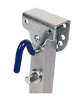 Close-up of the mounting bracket of Heavy Duty Boat Trailer Jack With Wheel Tough As Nails Galvanized Telescopic Drop Leg.