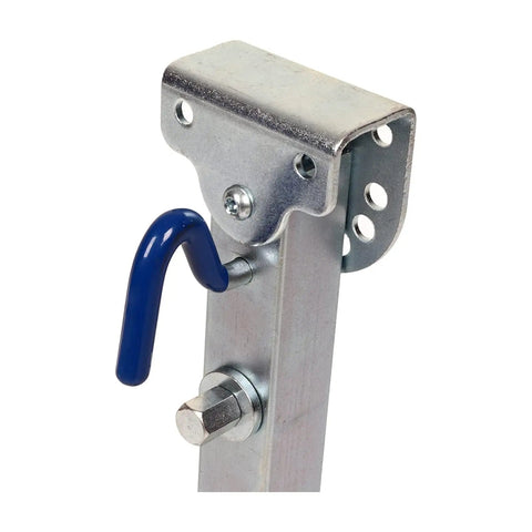 Close-up of the mounting bracket of Heavy Duty Boat Trailer Jack With Wheel Tough As Nails Galvanized Telescopic Drop Leg.