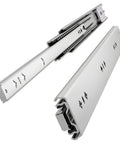30 Inch Soft Close Heavy Duty Drawer Slides Built Tough With Full Extension Steel Ball Bearing Runners, two silver rails shown