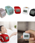 Slick Silicone Finger Clicker With Silent Button And Usb Charging Six Channel Led Screen For Prayer Beads Tally Tracking No Sweat Design, colorful finger tally trackers displayed.