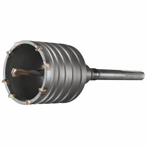 Beefy SDS Max Rotary Hammer Core Bit 4 In By 12 In With Wave Design For Faster Drilling Carbide Centering Tip Asymmetrical Teeth