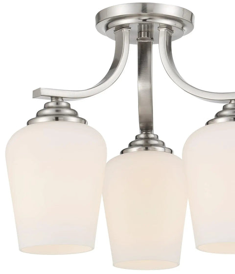 Shyloh Convertible Ceiling Light Fixture 3 Light Chandelier Style Semi Flush To Chandelier Brushed Nickel Finish Dimmable close-up view