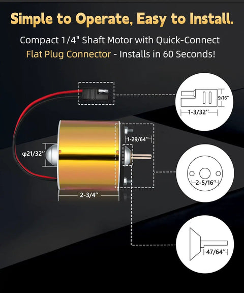 Zohan 12V Motor For Deer Feeder Replacement Heavy Duty Spinner With Smooth Start Stop S Plug Connector For Tomaki Wildgame Automatic Feeding Kit Reliable Drop In Universal Fit For Hunting Gear