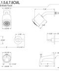 Technical drawing of Manhattan Tub And Shower Faucet in brushed nickel finish, showing dimensions and installation details.