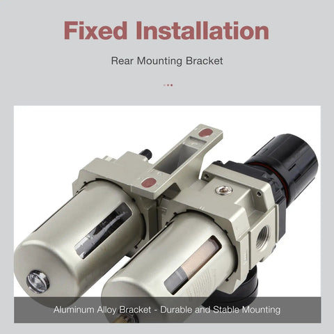 Half Inch NPT Compressed Air Filter Regulator Lubricator Two Units FRL Combo with rear mounting bracket