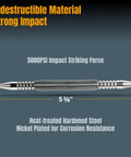 Slick Spring Loaded Dual Head Nail Setter With Center Punch For Precise Drilling And Marking Heavy Duty Hammerless Carpenter Tool 5 3/8 inch heat-treated steel construction