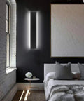 Modern Black Bathroom Vanity Light 32 Point 6 Inch 30W Up And Down Indoor Wall Fixture mounted in bedroom on black wall