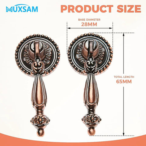 2 Pcs European Style Hanging Drawer Pulls For Cabinets And Doors, Antique Zinc Alloy Drop Pull Knobs, 65mm Total Length