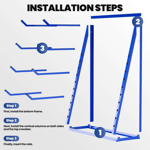 Installation steps for Heavy Duty 4 Tier Lumber Storage Rack With Bulletproof Triangular Support Adjustable Alloy Steel Pipe Shelving.
