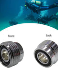 Front and back view of Din to Yoke Tank Valve Adapter for Scuba Cylinders, Pro Grade Stainless Steel Regulator Converter