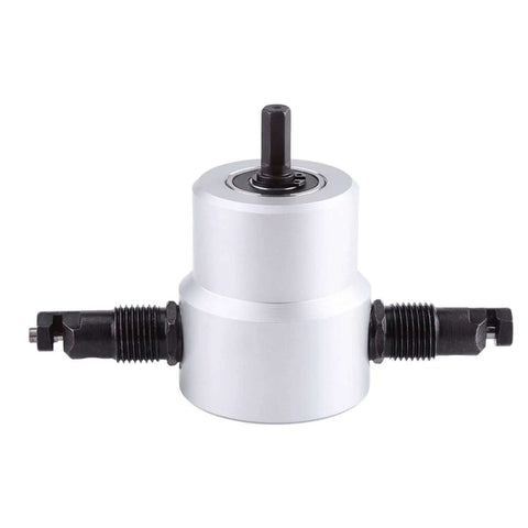 Power Drill Nibbler Attachment for Sheet Metal Cutting Double Head Cutter Electric Metal Cutter Tool Kit front view