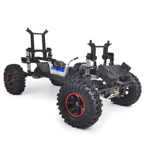 Beefy Carbon Fiber RC Chassis Frame Upgrade Kit for One Tenth Scale Crawlers and Trail Trucks with easy bolt-on rails visible