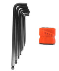 Kick Ass Heavy Duty Metric Hex Wrench Set With Ball End Handles For Bike Fixing And Industrial Jobs Using High Carbon Steel To Crush Hand Fatigue During Tough Binds Plus Superior Wear Resistance, metric sizes in orange holder