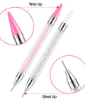 Rhinestone Picker Tool Kit With Two Bedazzling Pens showing pink wax and steel tips for nail art and gem crafts.