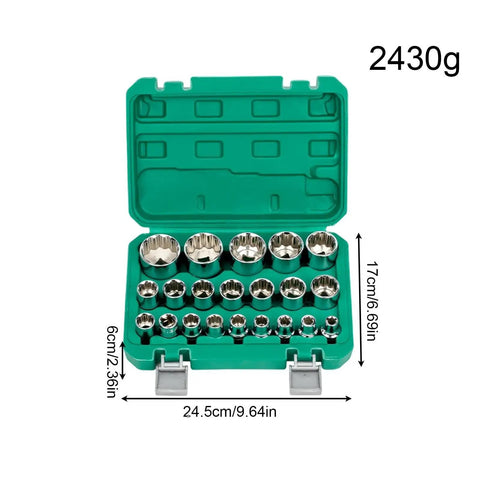Get That Gritty 12 Point Power Drill Socket Set With Storage Case To Smash Rusty Bolts On Classic Cars And Bikes In Your Garage Without Stressing Out A Bit. 24.5cm case
