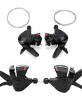 8 Speed MTB Trigger Right Shifter And Left Friction Ratcheting Thumb Shifter Pair, Aluminum and Plastic, Top View