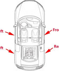 Diagram showing front left, front right, rear left, rear right positions on vehicle for Toyota Land Cruiser 200 LC200 UZJ200 Door Check Hinge Set.
