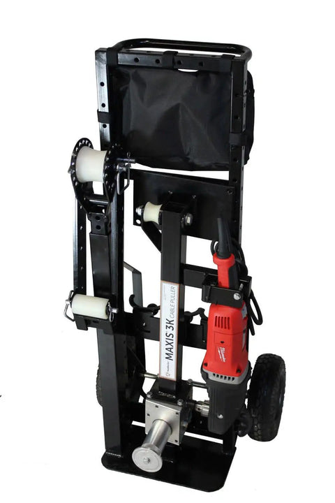 Heavy Duty Motorized Cable Puller For Electricians And Linemen Quick Setup Power Winch close-up of black housing and motor.