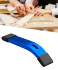 T Slot Hold Down Clamp For Aluminum Workholding Deep Blue Anodized Aluminum Alloy Clamp in front of woodworking setup