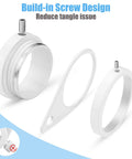 Top Shelf White Aluminum Flag Pole Rings With Grip Tight Clamps Two Pack No Sweat Antitwist Swivels For Slick 360 Degree Rotation And Hassle Free Patriotic Display showing built-in screw design.