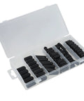 100 Piece Rubber Carburetor Vacuum Line End Cap Kit Assortment Set With 6 Different Sizes For Automotive Intake Manifold Hose Protection And Leak Repair On The Go, black rubber caps in clear case
