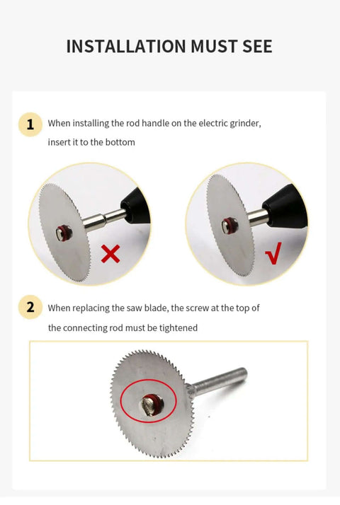 11 Piece Mini HSS Circular Saw Blade Set For Rotary Tools With Mandrel Stainless Steel Cutting Discs installation guide