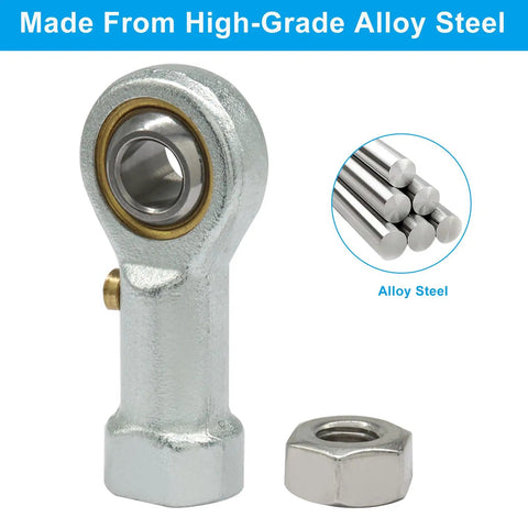 Heavy Duty Female Rod End Bearing With 1/4 Inch Bore And 1/4-28 Right Hand Thread, Industrial Alloy Steel, Corrosion Resistant, 4 Pack Built Tough For Real World Machines And Projects, with lock nut